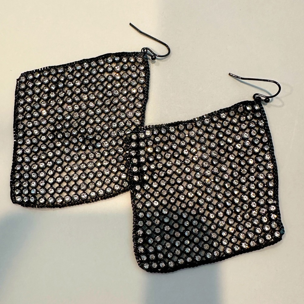 Black sparkly dangling earrings
